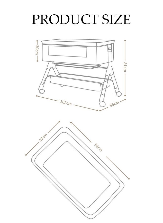 Spides Multifunctional Baby Crib 3 in 1 Newborn Baby Bed Height Adjustable Opening Sides Portable Movable Folding Baby Bassinet with Diaper Changing Station and 360° Swivel Wheels Breathable Stable Bedside Crib for Infants and Newborns - Image 4